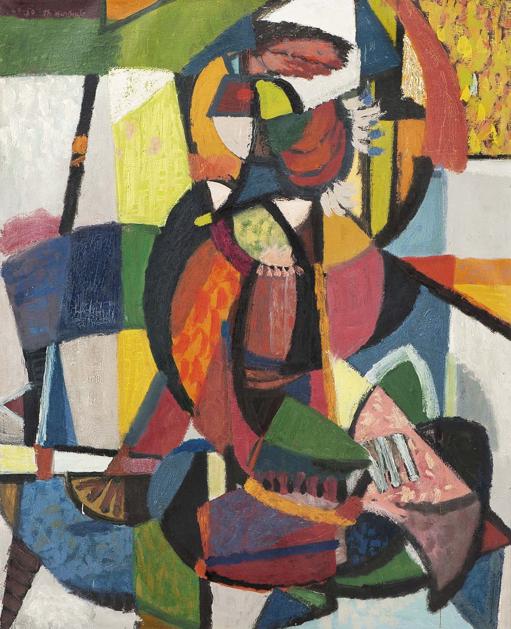 Rød figur i Blå Sofa