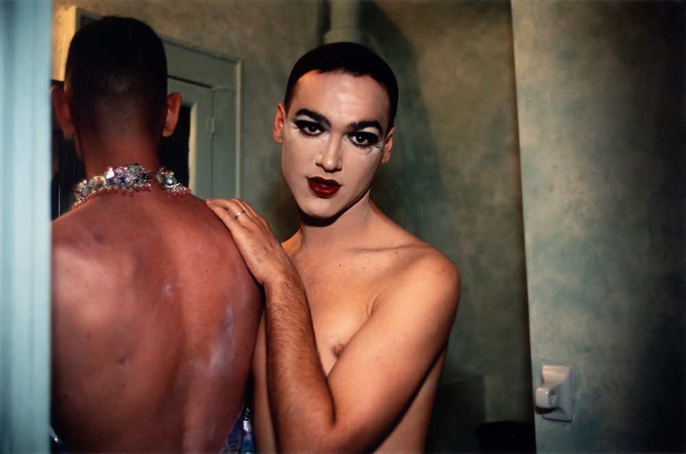Jimmy Paulette and Tabboo! in the bathroom, NYC 1991.
